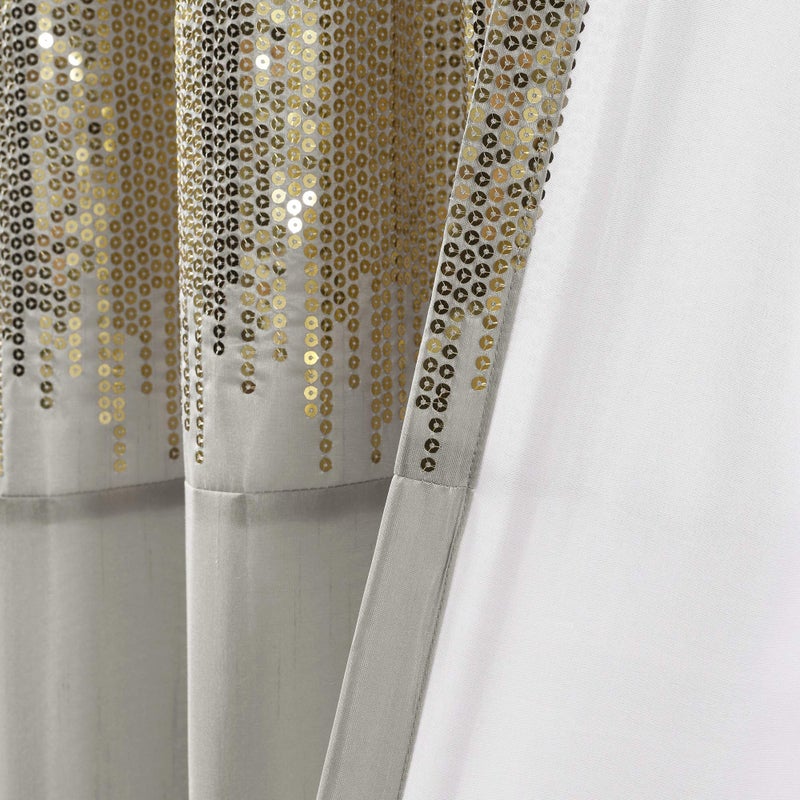 Lush Decor Night Sky Window Curtain Panel, Single 42"W x 84"L Yellow & Gray - Sequin Backdrop Curtain - Room Darkening Curtains For Bedroom - Glam Decor - Image 5